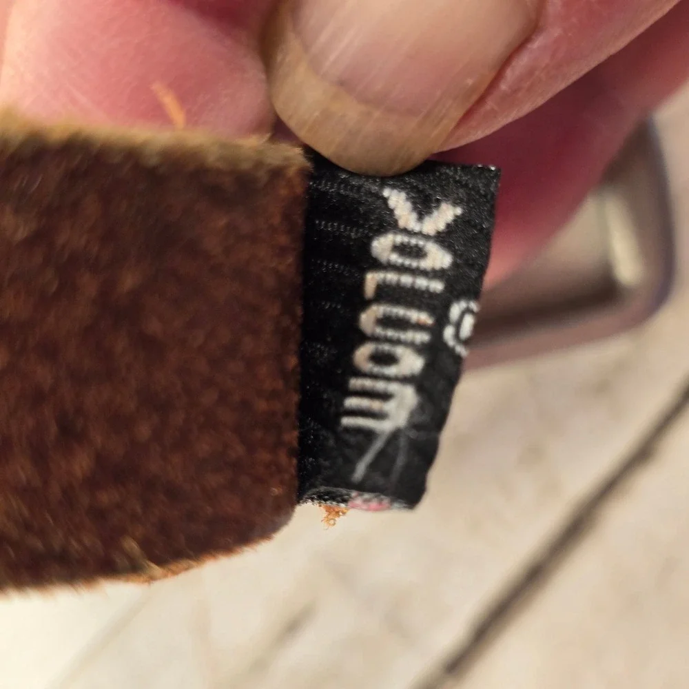 Volcom Mens Brown Genuine Leather Belt Embossed Logo Silver Buckle Size 32 34
